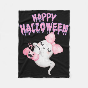 Couverture Polaire Joyeux Halloween mignonne rose Fantôme Automne Fil