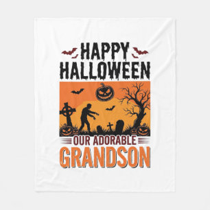 Couverture Polaire Joyeux Halloween Petit-Fils Vintage Chemise Épouva