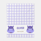 Couverture Polaire Joyeux Hippo Face En vichy violet (Devant)