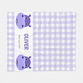 Couverture Polaire Joyeux Hippo Face En vichy violet (Devant (Horizontal))