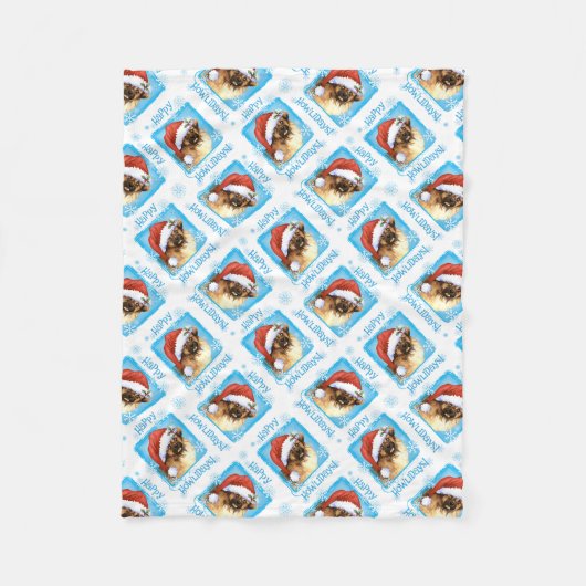 Couverture Polaire Joyeux Howlidays Tibétain Spaniel Fleece Blanket (Devant)