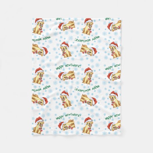 Couverture Polaire Joyeux Howlidays Yellow Lab (Devant)