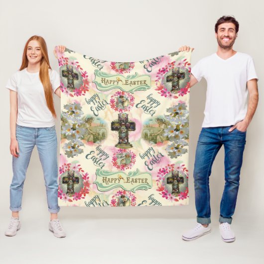 Couverture Polaire Joyeux Jésus de Pâques Résurrection Ange Wreaths (En situation)