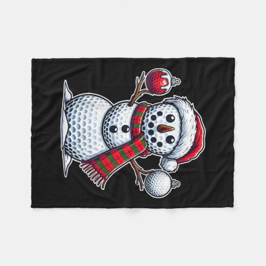 Couverture Polaire Joyeux Jour de Noël Fêtes Fêtes Golf Ball Snowman (Devant (Horizontal))