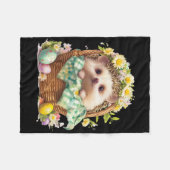 Couverture Polaire Joyeux Jour de Pâques - Hérisson assis à l'intérie (Devant (Horizontal))