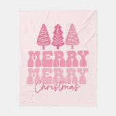 Couverture Polaire Joyeux Joyeux Noël - Conception des Fêtes Rose (Devant)