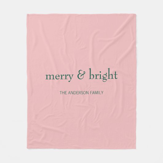 Couverture Polaire Joyeux & Joyeux Noël Pink Vert (Devant)