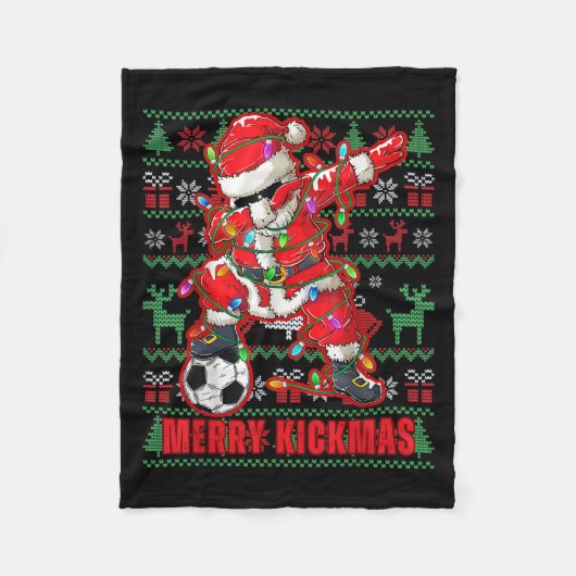 Couverture Polaire Joyeux Kickmas Noël Soccer Ball Laid Jeune Swe (Devant)