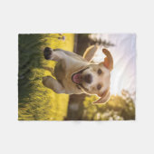 Couverture Polaire Joyeux Labrador Puppy Running (Devant (Horizontal))