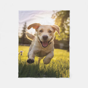 Couverture Polaire Joyeux Labrador Puppy Running