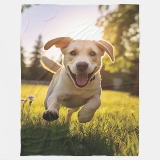 Couverture Polaire Joyeux Labrador Puppy Running (Devant)