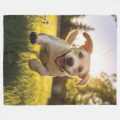 Couverture Polaire Joyeux Labrador Puppy Running (Devant (Horizontal))