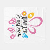 Couverture Polaire Joyeux lapin mignon de Pâques avec oeufs de Pâques (Devant (Horizontal))