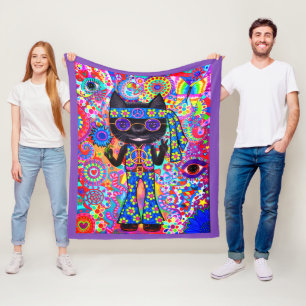 Couverture Polaire Joyeux lunettes de soleil hippie pour chats pour l