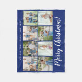 Couverture Polaire Joyeux Monogramme de Noël Photo Collage | Marine (Devant)