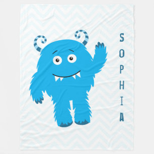 Couverture Polaire Joyeux Monstre avec son prénom, petit enfant