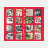 Couverture Polaire Joyeux Noël 12-Photo Montage Rouge (Devant (Horizontal))