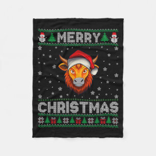Couverture Polaire Joyeux Noël 2025 Yak Chapeau de Père Noël Xmas dég