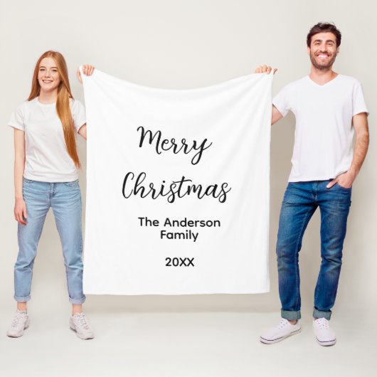 Couverture Polaire Joyeux Noël ajouter nom de famille année texte per (En situation)