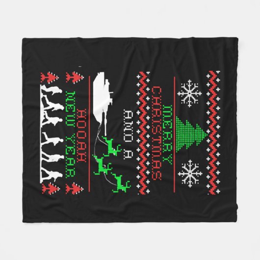 Couverture Polaire Joyeux Noël Armée Nouvel An (Devant (Horizontal))