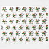 Couverture Polaire Joyeux Noël avec chat et chiot (Devant (Horizontal))