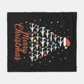 Couverture Polaire Joyeux Noël Avion Vacances Arbre (Devant (Horizontal))