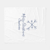 Couverture Polaire Joyeux Noël bleu flocons ajouter nom fêtes (Devant (Horizontal))