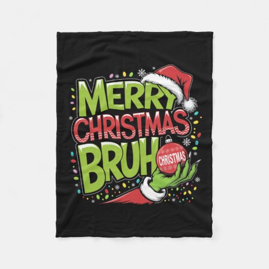 Couverture Polaire Joyeux Noël Bruh Green Hat Santa Hat Fam (Devant)