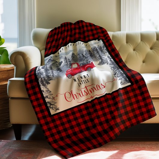 Couverture Polaire Joyeux Noël, Buffalo Plaid Mountains et Camion