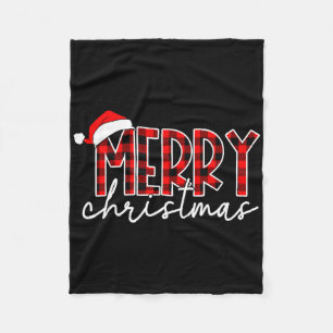 Couverture Polaire Joyeux Noël Buffalo Plaid Rouge Santa Famille Xma