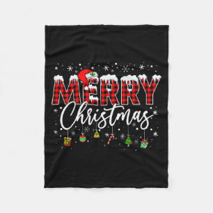 Couverture Polaire Joyeux Noël Buffalo Plaid Rouge Santa Famille Xma