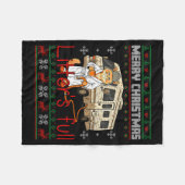 Couverture Polaire Joyeux Noël Chat plein de portée Pull dégueu Chri (Devant (Horizontal))