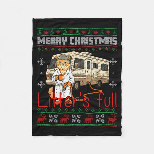 Couverture Polaire Joyeux Noël Chat plein de portée Pull dégueu Chri (Devant)