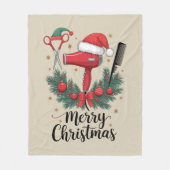 Couverture Polaire Joyeux Noël coiffeur coiffeur Xmas coiffure (Devant)