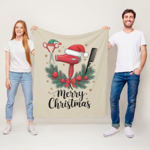 Couverture Polaire Joyeux Noël Coiffeur Coiffeuse Noël Cheveux