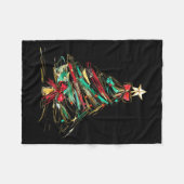 Couverture Polaire Joyeux Noël Coquette Bow Xmas Tree Family Paja (Devant (Horizontal))