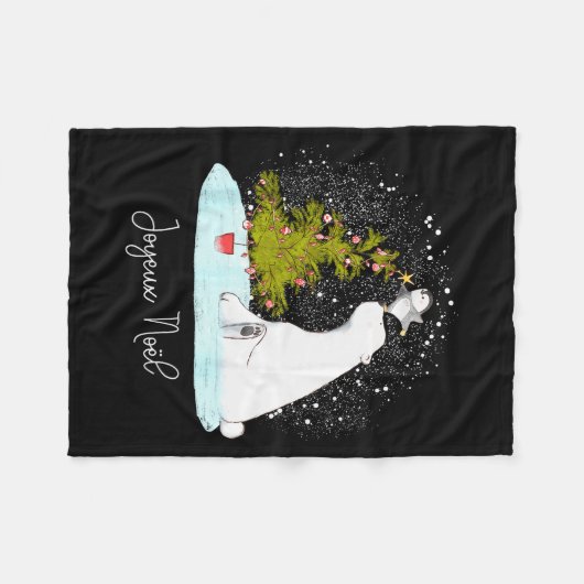 Couverture Polaire Joyeux Noël - Cute Lar Bear Penguin Christmas (Devant (Horizontal))