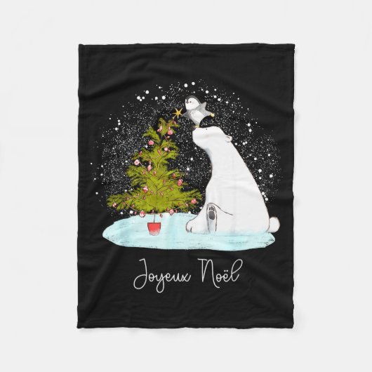Couverture Polaire Joyeux Noël - Cute Lar Bear Penguin Christmas (Devant)