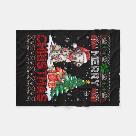 Couverture Polaire Joyeux Noël Dalmatien Famille Amoureux des chiens (Devant (Horizontal))