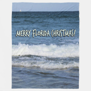 Couverture Polaire Joyeux Noël de Floride sur l'océan police blanche