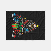 Couverture Polaire Joyeux Noël de hockey sur glace (Devant (Horizontal))