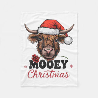 Couverture Polaire Joyeux Noël Drôle Design Vache Highland Noël Vache