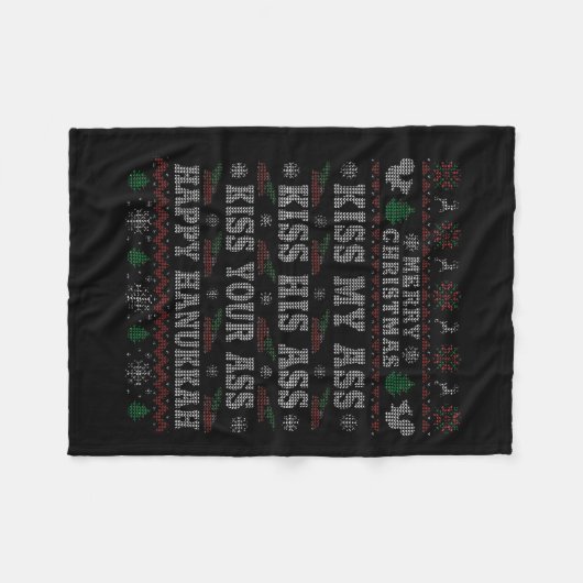 Couverture Polaire Joyeux Noël Embrasse Mon Hanoukka Joyeux (Devant (Horizontal))