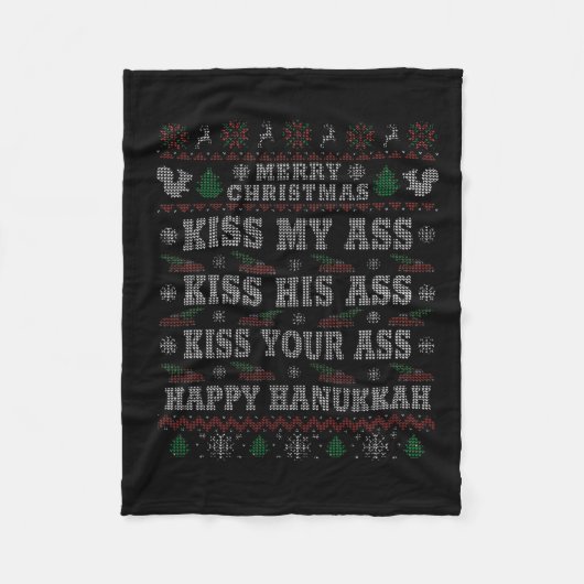 Couverture Polaire Joyeux Noël Embrasse Mon Hanoukka Joyeux (Devant)