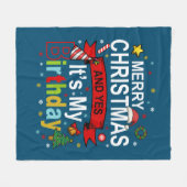 Couverture Polaire Joyeux Noël et oui c'est mon cadeau d'anniversaire (Devant (Horizontal))
