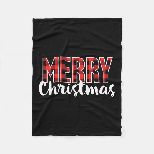 Couverture Polaire Joyeux Noël Femmes Hommes Enfants Red Buffalo Plai (Devant)