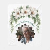 Couverture Polaire Joyeux Noël grand-mère photo cadeau de vacances (Devant)