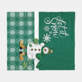 Couverture Polaire Joyeux Noël Green Snowman (Devant (Horizontal))