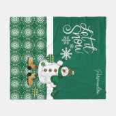 Couverture Polaire Joyeux Noël Green Snowman (Devant (Horizontal))