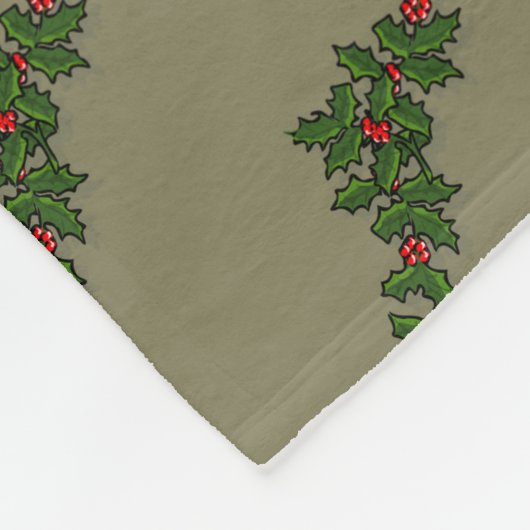 Couverture Polaire Joyeux Noël, Holly Berry Branches - Personnalisé (Coin)